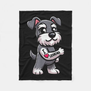 Schnauzer I Love Grandma Funny Dog Tattoo  Fleece Blanket