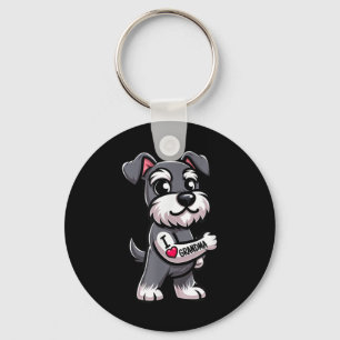 Schnauzer I Love Grandma Funny Dog Tattoo Key Ring