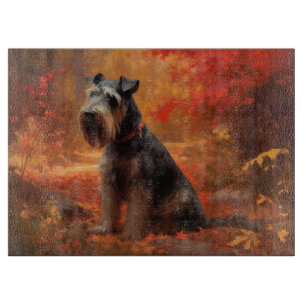 Schnauzer in Autumn Leaves Fall Inspire Cutting Board