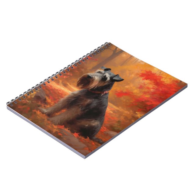 Schnauzer in Autumn Leaves Fall Inspire Notebook (Left Side)