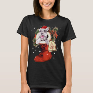 Schnauzer In Sock Christmas Santa Hat Xmas Dog Lov T-Shirt
