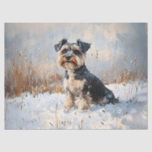 Schnauzer in the Winter Snow Decoupage Tissue Paper