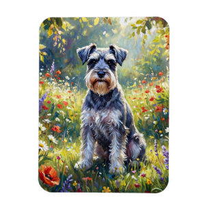 Schnauzer in Wildflower Meadow Flexible Magnet