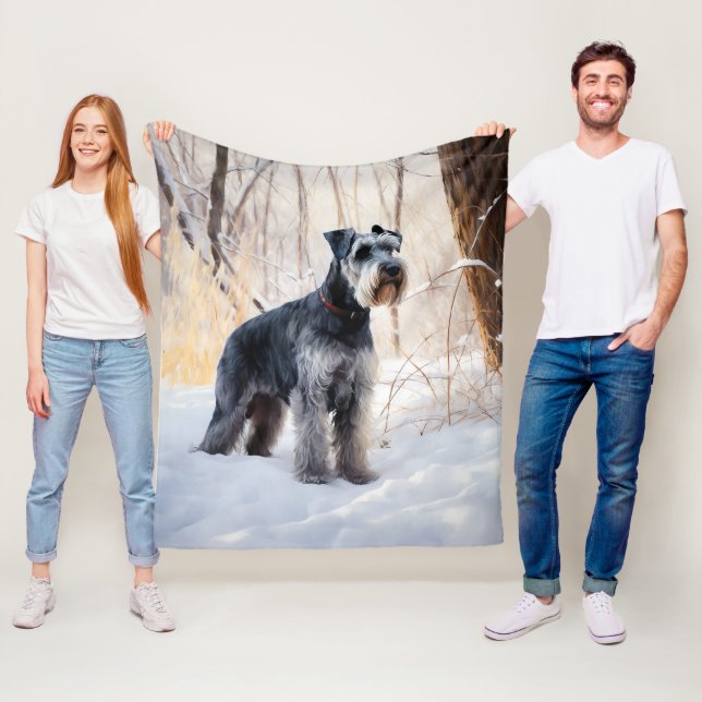Schnauzer Let It Snow Christmas Fleece Blanket (In Situ)