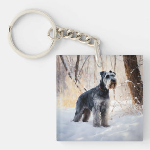 Schnauzer Let It Snow Christmas Key Ring