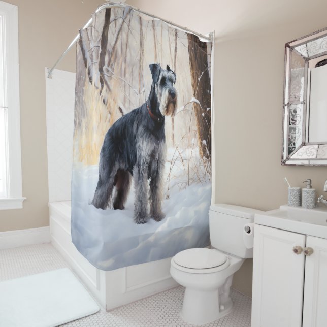 Schnauzer Let It Snow Christmas Shower Curtain (In Situ)