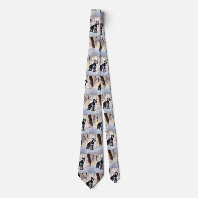 Schnauzer Let It Snow Christmas Tie (Front)