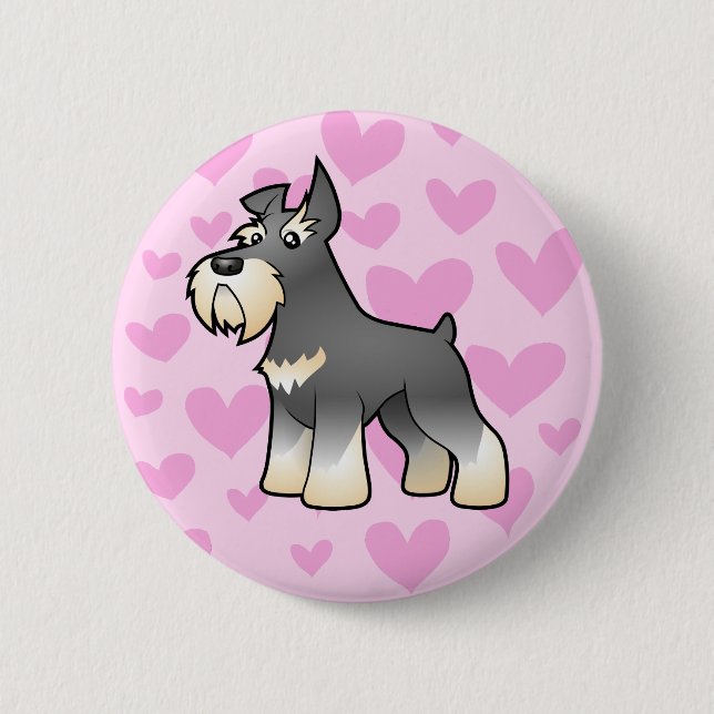 Schnauzer Love 6 Cm Round Badge (Front)
