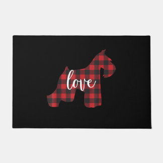 Schnauzer Lover | Buffalo Plaid Schnauzer Mum Love Doormat