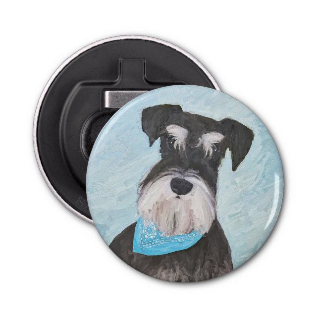 Schnauzer (Miniature) Painting - Cute Original Dog Bottle Opener (Front)