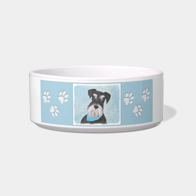 Schnauzer (Miniature) Painting - Cute Original Dog Bowl (Right)