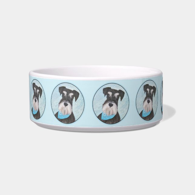 Schnauzer (Miniature) Painting - Cute Original Dog Bowl (Left)
