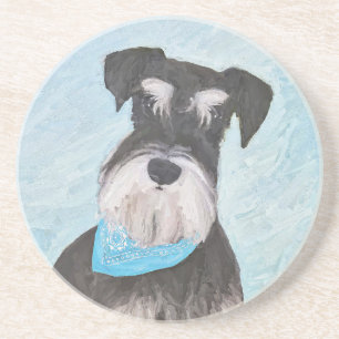 Schnauzer (Miniature) Painting - Cute Original Dog Coaster
