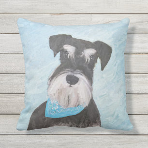 Schnauzer (Miniature) Painting - Cute Original Dog Cushion