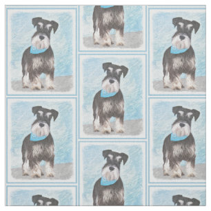 Schnauzer (Miniature) Painting - Cute Original Dog Fabric