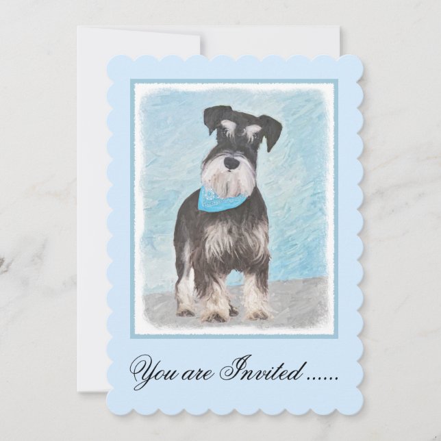 Schnauzer (Miniature) Painting - Cute Original Dog Invitation (Front)