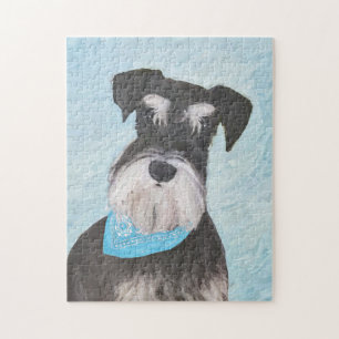 Schnauzer (Miniature) Painting - Cute Original Dog Jigsaw Puzzle