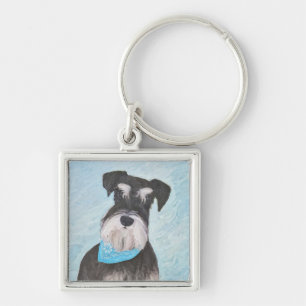 Schnauzer (Miniature) Painting - Cute Original Dog Key Ring