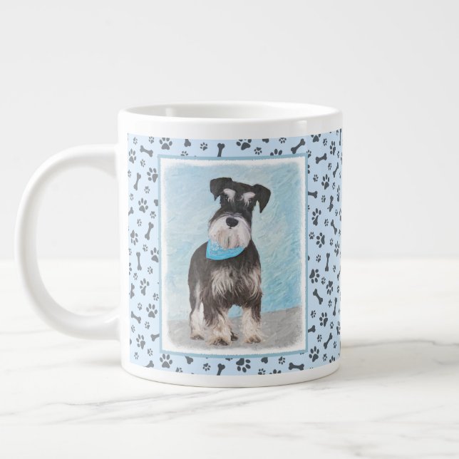 Schnauzer (Miniature) Painting - Cute Original Dog Large Coffee Mug (Left)