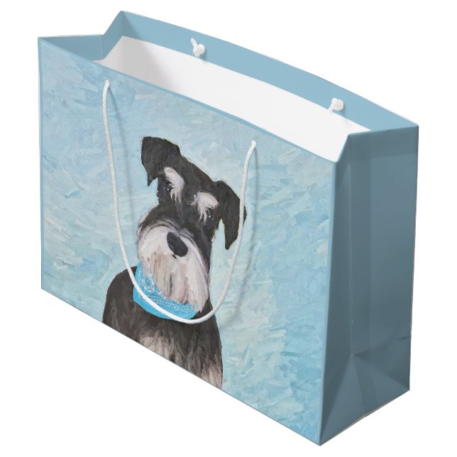 Schnauzer (Miniature) Painting - Cute Original Dog Large Gift Bag (Back Angled)