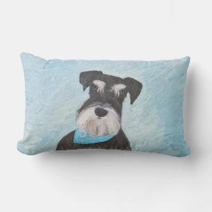 Schnauzer (Miniature) Painting - Cute Original Dog Lumbar Cushion