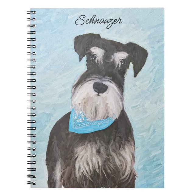 Schnauzer (Miniature) Painting - Cute Original Dog Notebook (Front)