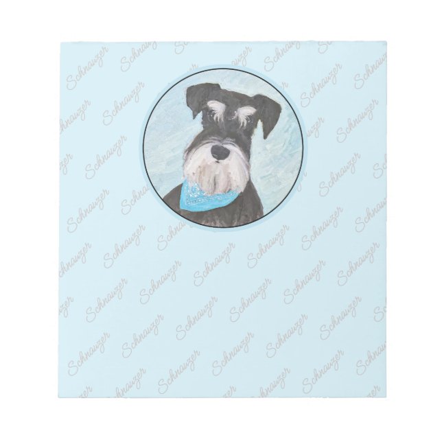 Schnauzer (Miniature) Painting - Cute Original Dog Notepad (Front)
