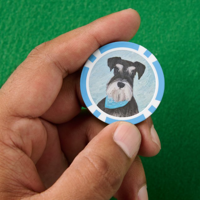 Schnauzer (Miniature) Painting - Cute Original Dog Poker Chips (Hand)