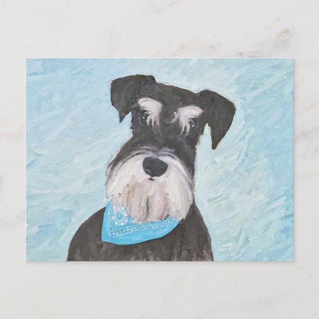 Schnauzer (Miniature) Painting - Cute Original Dog Postcard (Front)