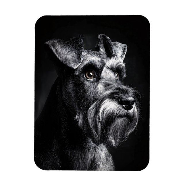 Schnauzer Monochrome Portrait Flexible Magnet (Vertical)