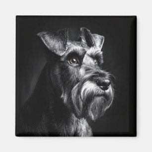 Schnauzer Monochrome Portrait Magnet