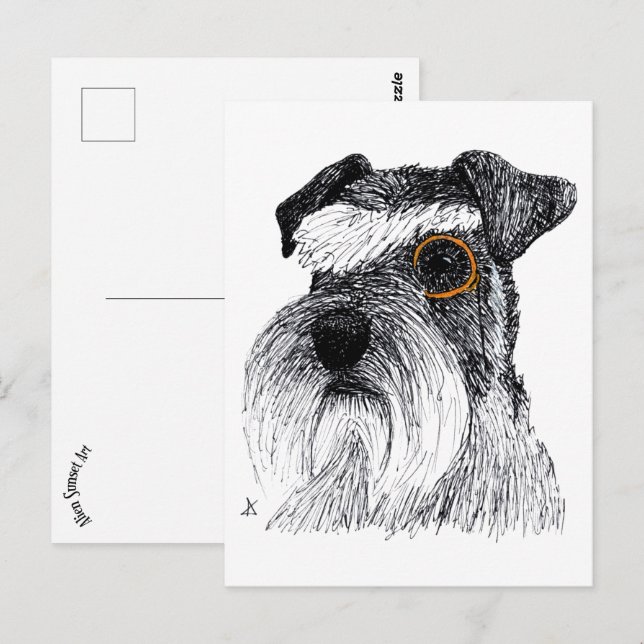 schnauzer monocle postcard (Front/Back)