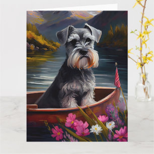 Schnauzer on a Paddle: A Scenic Adventure Card