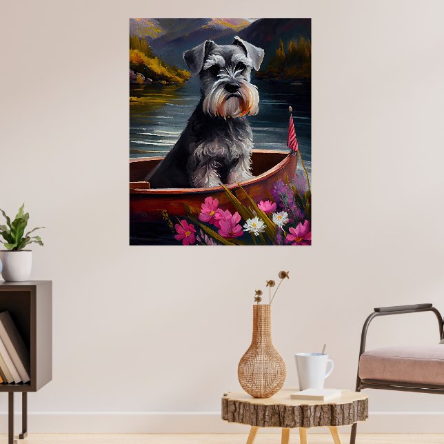 Schnauzer on a Paddle: A Scenic Adventure Poster (Living Room 3)
