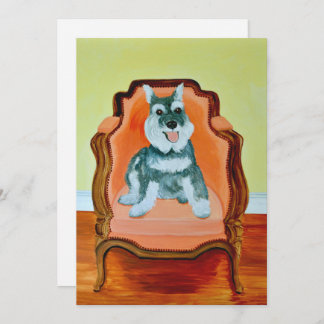 Schnauzer on a Velvet Chair Greeting Card
