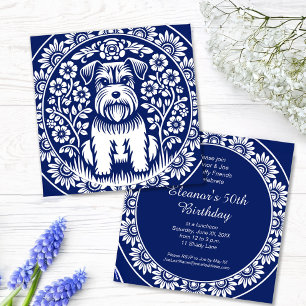 Schnauzer or Norfolk Terrier Charming Folk Art Invitation