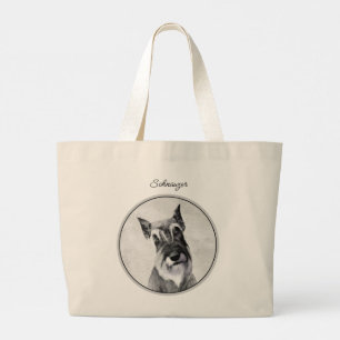 Schnauzer Painting Giant Cropped Original Dog Art Large Tote Bag