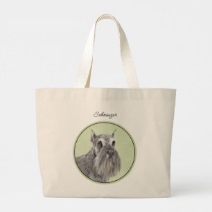 Schnauzer Painting Giant Standard Cropped Dog Art Large Tote Bag