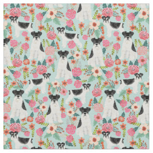 schnauzer parti vintage florals mint fabric