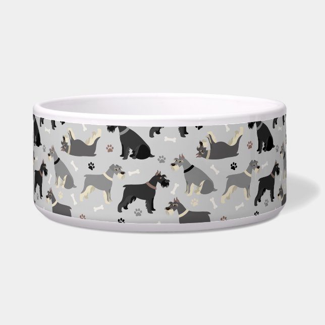 Schnauzer Paws and Bones Dog Bowl (Front)