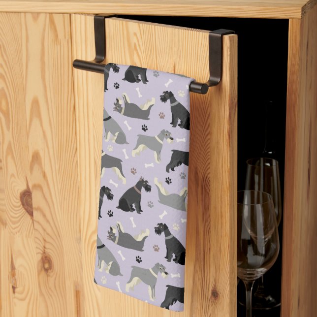 Schnauzer Paws and Bones Kitchen Towel (Thirds Fold)