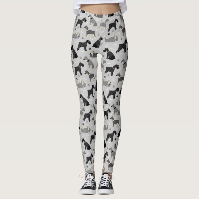 Schnauzer Paws and Bones Leggings (Front)