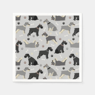 Schnauzer Paws and Bones Napkins
