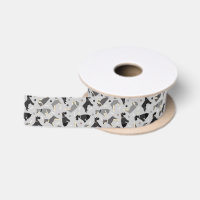 Schnauzer Paws and Bones Satin Ribbon