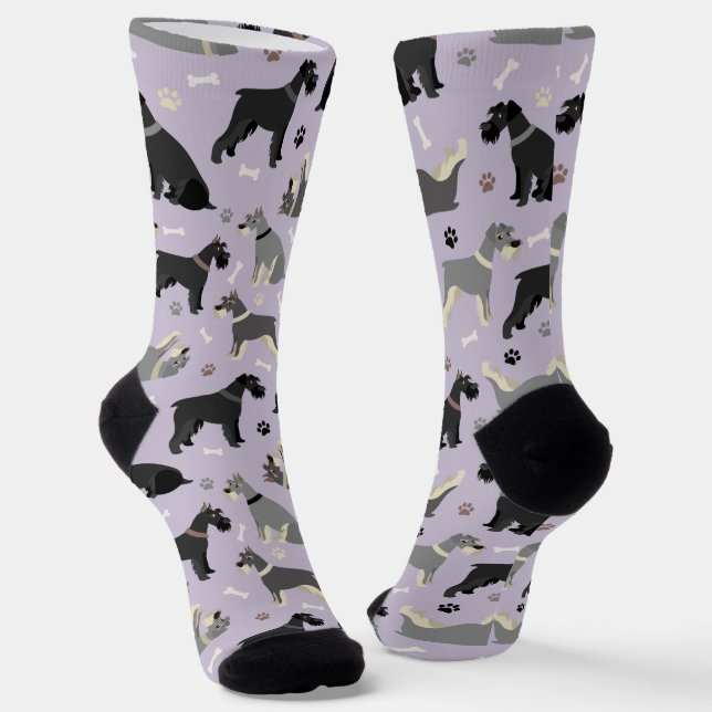 Schnauzer Paws and Bones Socks (Angled)