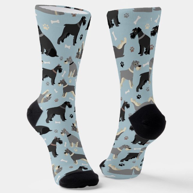 Schnauzer Paws and Bones Socks (Angled)