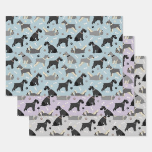 Schnauzer Paws and Bones Wrapping Paper Sheet