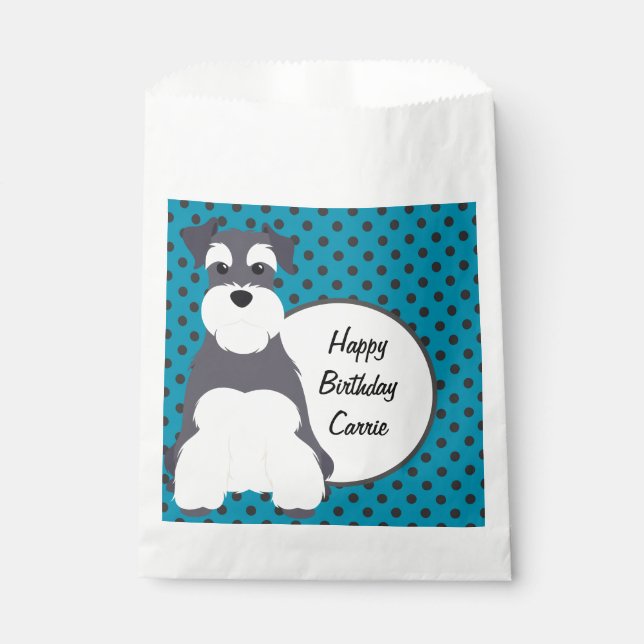 Schnauzer Polka Dots Personalised Favour Bag (Front)