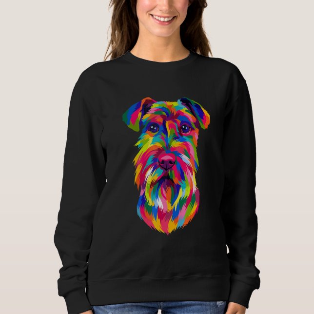 Schnauzer Pop Art Mini Schnauzer Portrait Dog Colo Sweatshirt (Front)