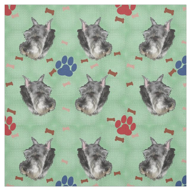 Schnauzer Portrait Fabric (Swatch)